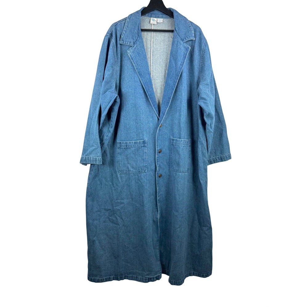Junonia Denim Duster Lagen Coat sz 3X Blue 90s classic relaxed preppy maxi